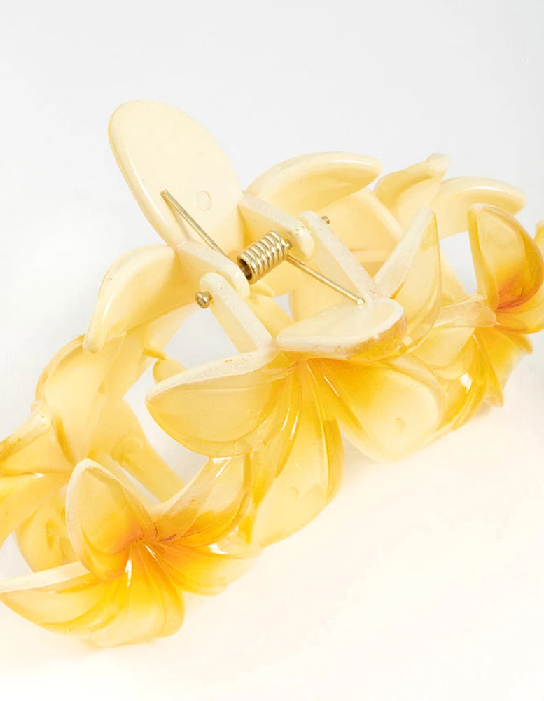 Yellow Frangipani Flowers Hair Claw Clip