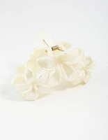 Cream Frangipani Flowers Hair Claw Clip