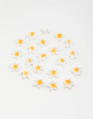 Yellow Frangipani Mini Hair Clips 20-Pack