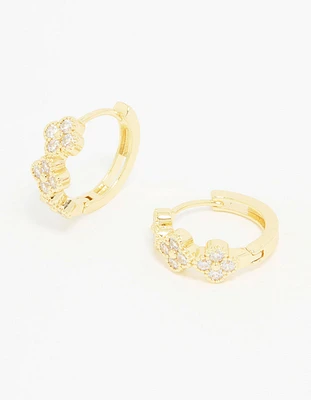 Gold Plated Cubic Zirconia Petal Hoop Earrings
