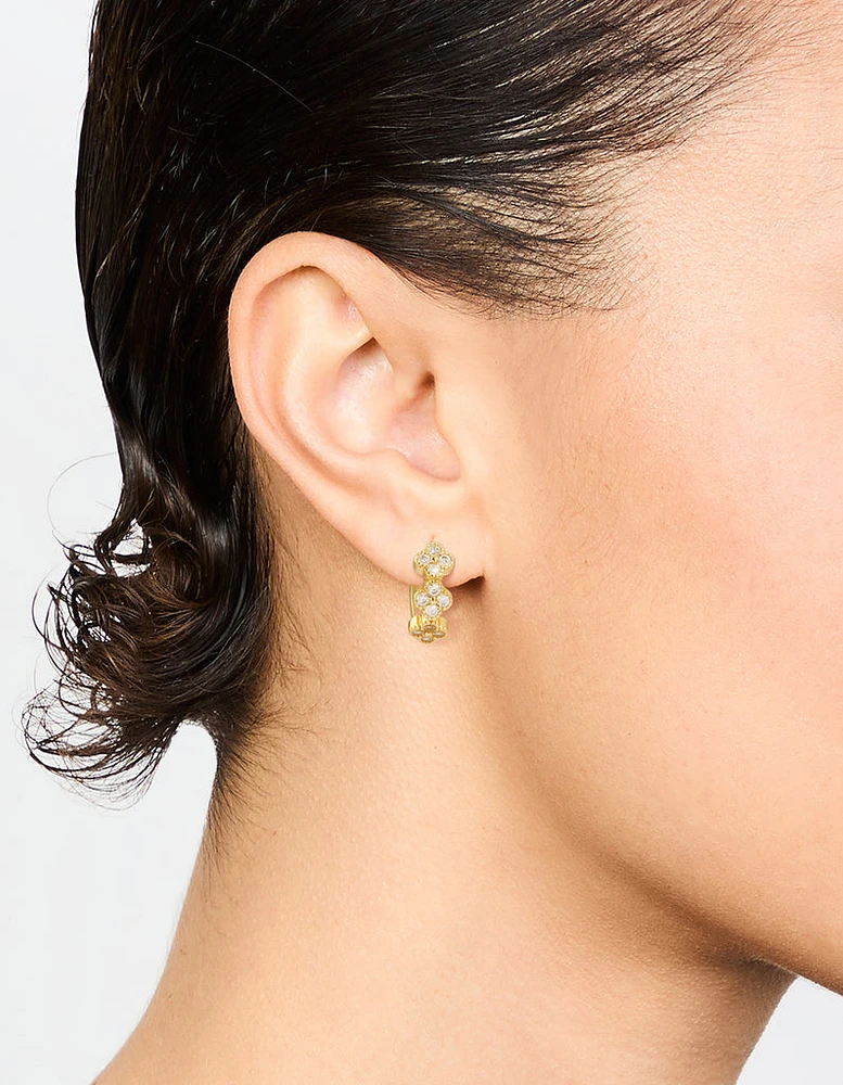 Gold Plated Cubic Zirconia Petal Hoop Earrings