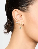 Gold Plated Cubic Zirconia Evil Eye Earrings 3-Pack