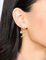 Gold Plated Cubic Zirconia Boot Earrings 3-Pack