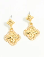Gold Plated Petal Drop Earrings