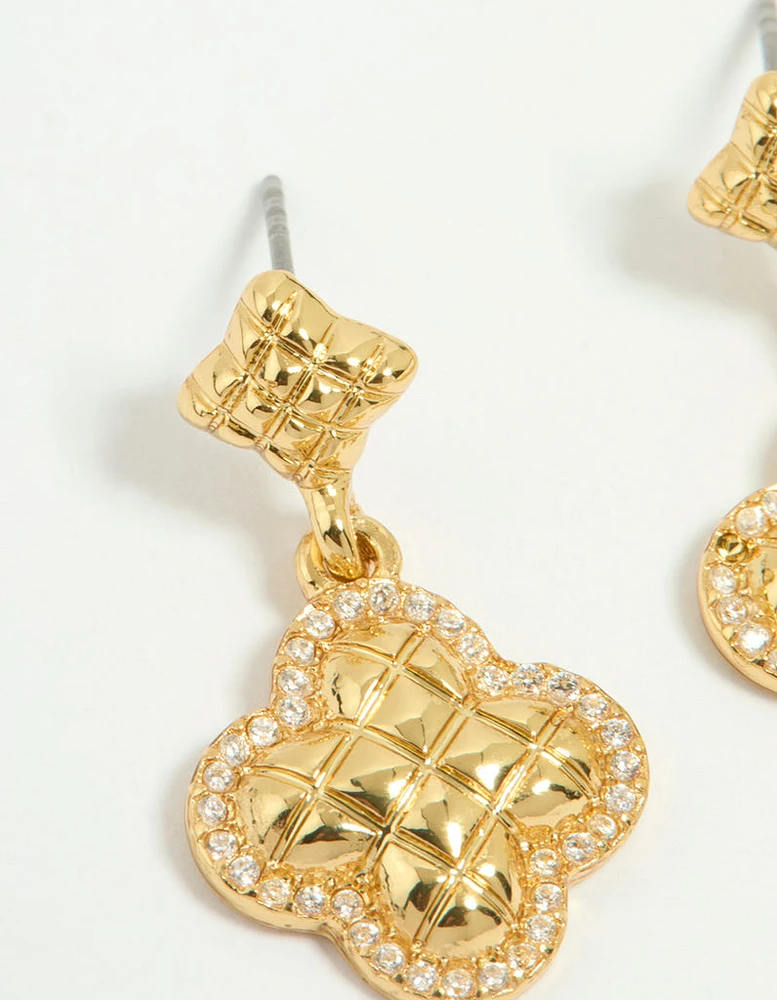 Gold Plated Petal Drop Earrings