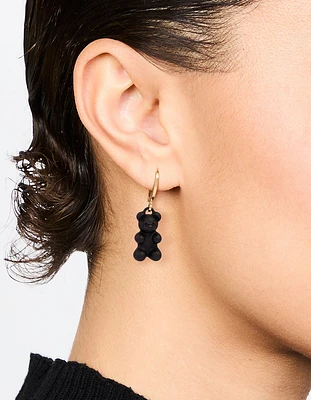 Gold Black Gummy Bear Drop Earrings