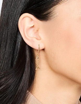 Gold Dainty Fish Drop Earrings