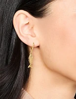 Gold Plated Dainty Fish Drop Earrings