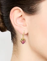 Gold Plated Melting Pink Heart Drop Earrings