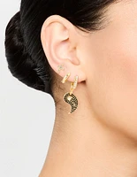 Gold Plated Cubic Zirconia Yin Yang Earrings 3-Pack