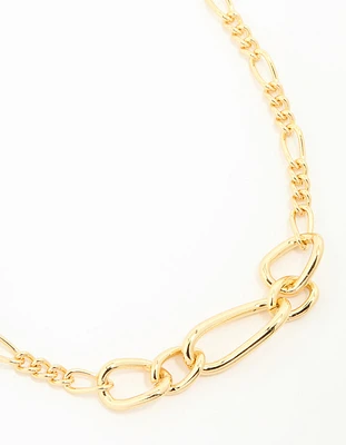 Gold Plated Mixed Link Chunky Necklace