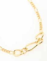 Gold Plated Mixed Link Chunky Necklace