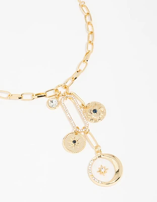Gold Plated  Triple Coin Heart Necklace