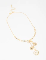 Gold Plated  Triple Coin Heart Necklace