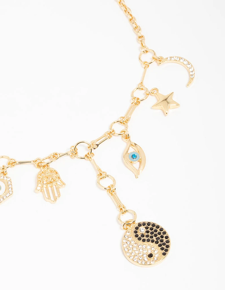 Gold Plated Yin Yang Charm Necklace