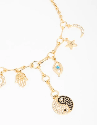 Gold Plated  Yin Yang Charm Necklace
