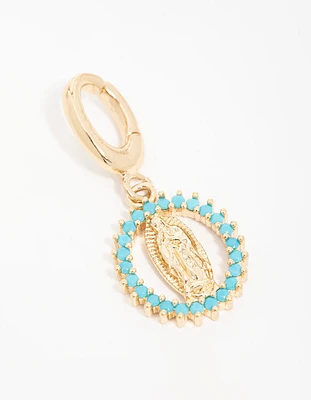 Gold Plated  Cubic Zirconia Mary Charm