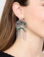 Silver Textured Patterned Drop Earrings