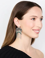 Silver Textured Patterned Drop Earrings