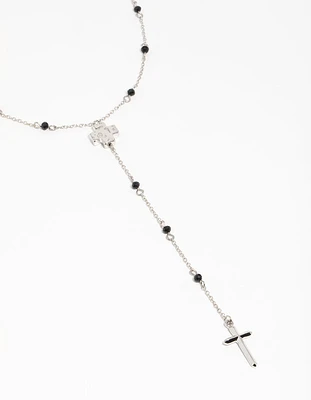 Silver Cross Station Y-Necklace