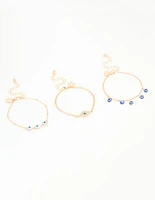 Gold Evil Eye Bracelets 3-Pack