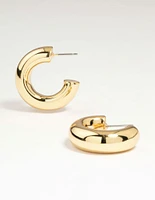 Gold Plated Brass Large Chunky Hoop Earrings