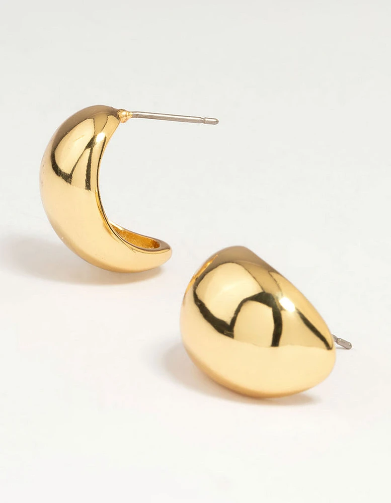 Gold Plated Brass Square Bubble Hoop Earrings