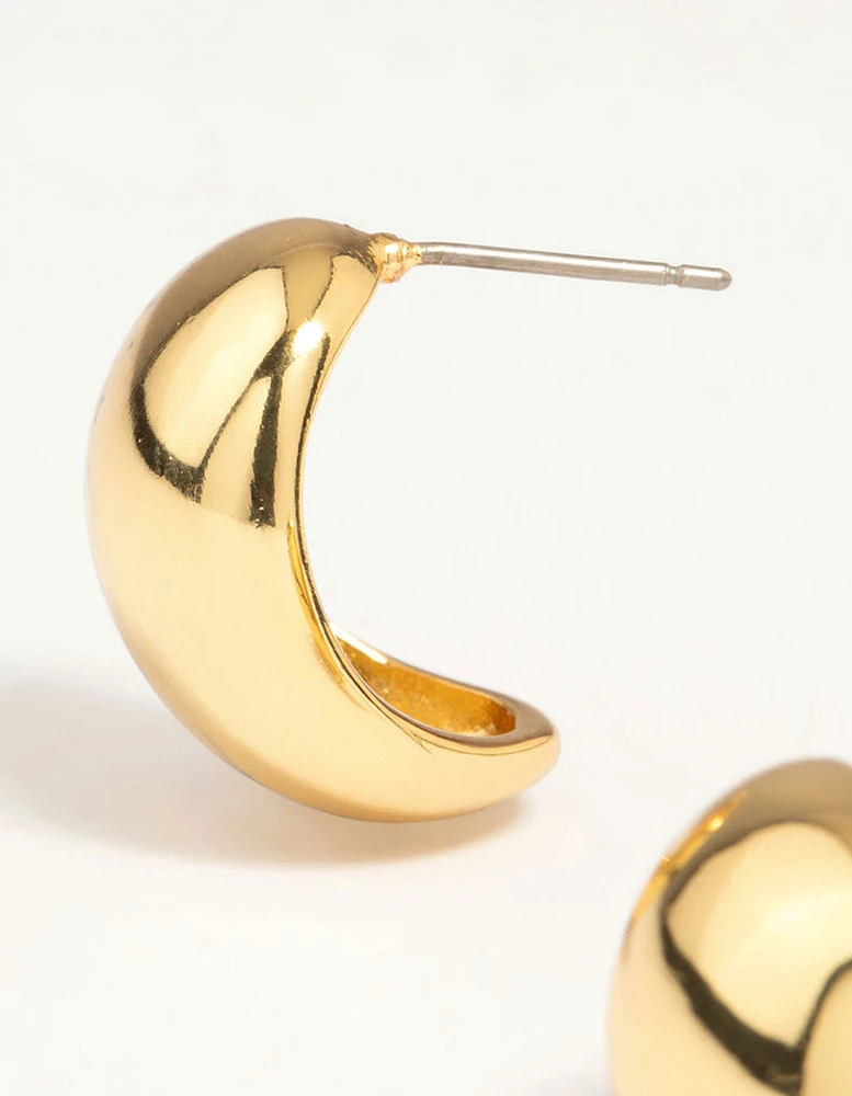 Gold Plated Brass Square Bubble Hoop Earrings