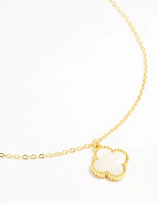 Gold Plated Brass Flower Outline Pendant Necklace