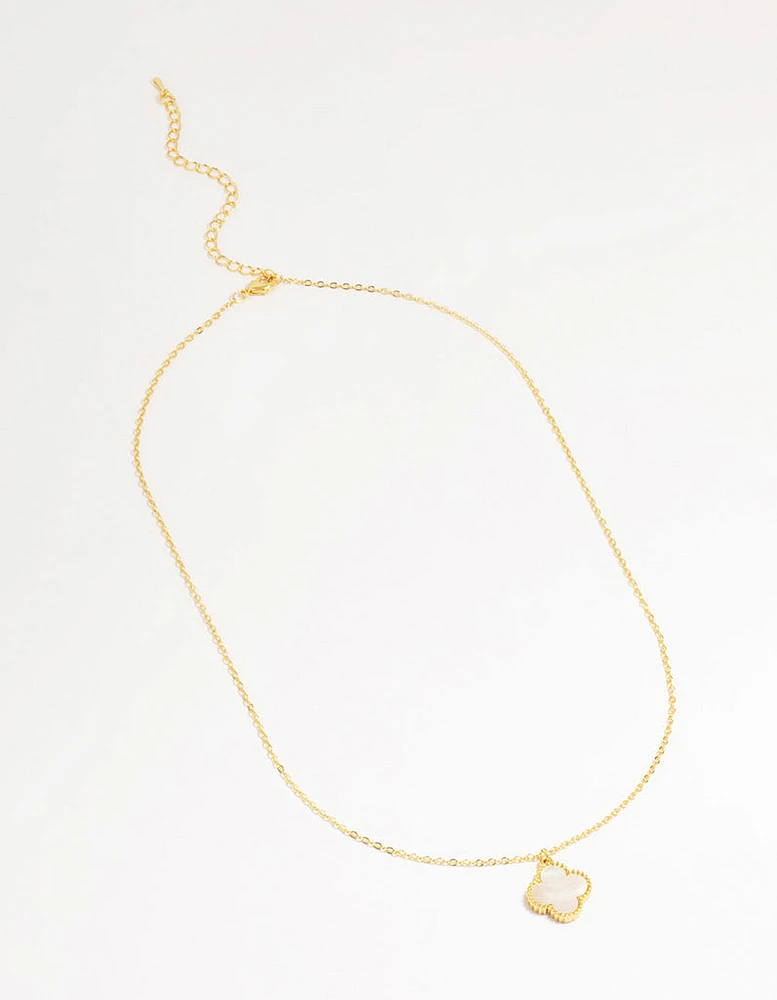 Gold Plated Brass Flower Outline Pendant Necklace
