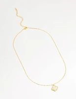 Gold Plated Brass Flower Outline Pendant Necklace
