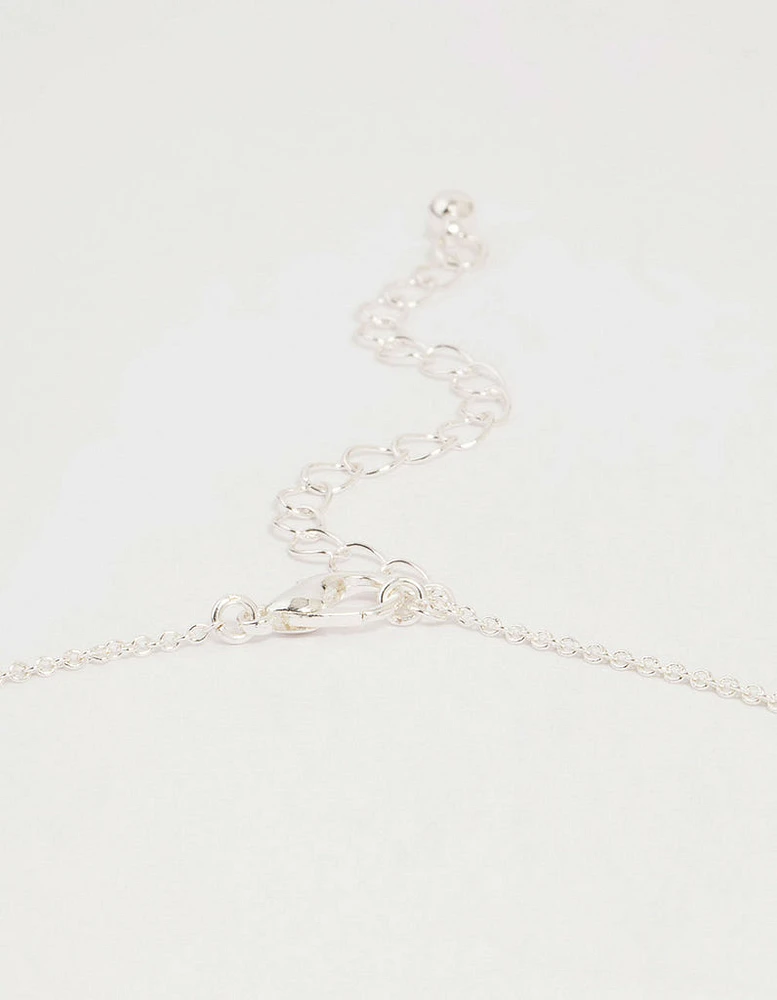 Silver Plated Brass Cubic Zirconia Pavé Bow Pendant Necklace