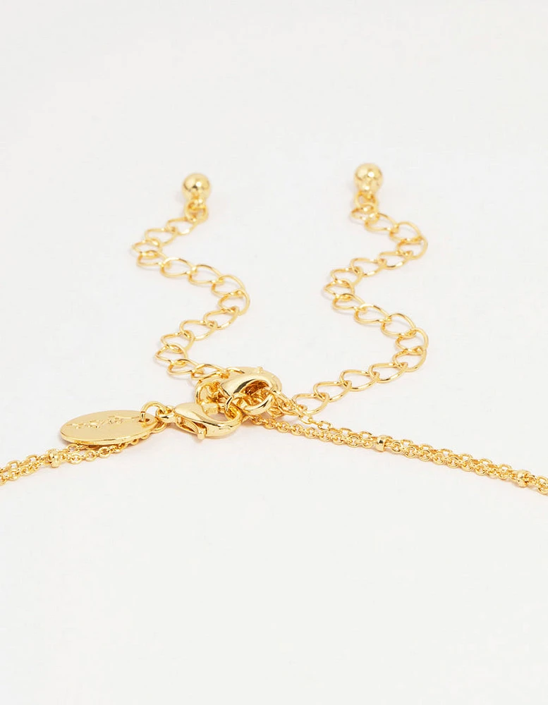 Gold Plated Brass Cubic Zirconia Mini Cross Layered Necklace