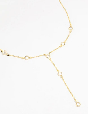 Gold Plated Brass Cubic Zirconia Y-Necklace