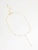 Gold Plated Brass Cubic Zirconia Y-Necklace