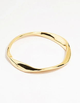 Gold Plated Brass Statement Wavy Bangle
