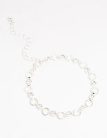 Silver Plated Brass Cubic Zirconia Alternating Link Bracelet