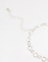 Silver Plated Brass Cubic Zirconia Alternating Link Bracelet