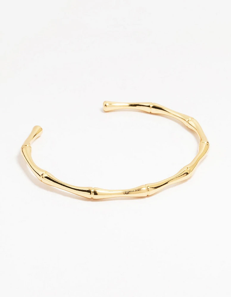 Gold Plated Brass Bamboo Open Wrist Cuff