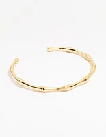 Gold Plated Brass Bamboo Open Wrist Cuff