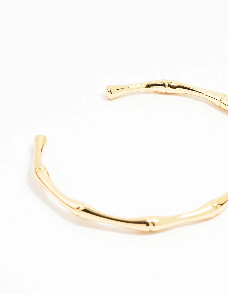 Gold Plated Brass Bamboo Open Wrist Cuff
