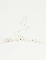 Silver Plated Cubic Zirconia & Bubble Letter A Layered Necklace
