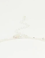 Silver Plated Cubic Zirconia & Bubble Letter B Layered Necklace