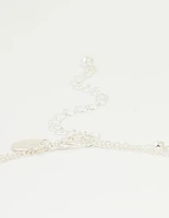 Silver Plated Cubic Zirconia & Bubble Letter E Layered Necklace