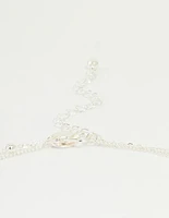 Silver Plated Cubic Zirconia & Bubble Letter J Layered Necklace