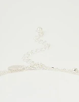 Silver Plated Cubic Zirconia & Bubble Letter M Layered Necklace