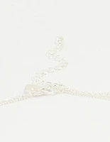 Silver Plated Cubic Zirconia & Bubble Letter L Layered Necklace