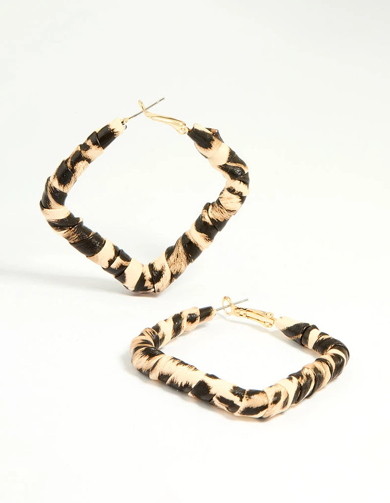 Gold Leopard Print Hoop Earrings