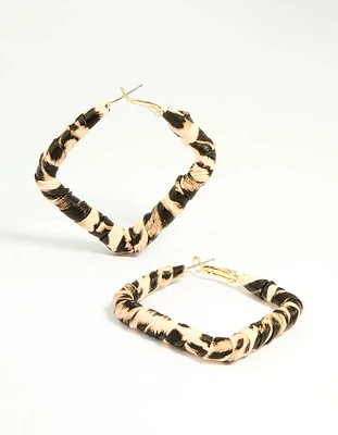 Gold Leopard Print Hoop Earrings