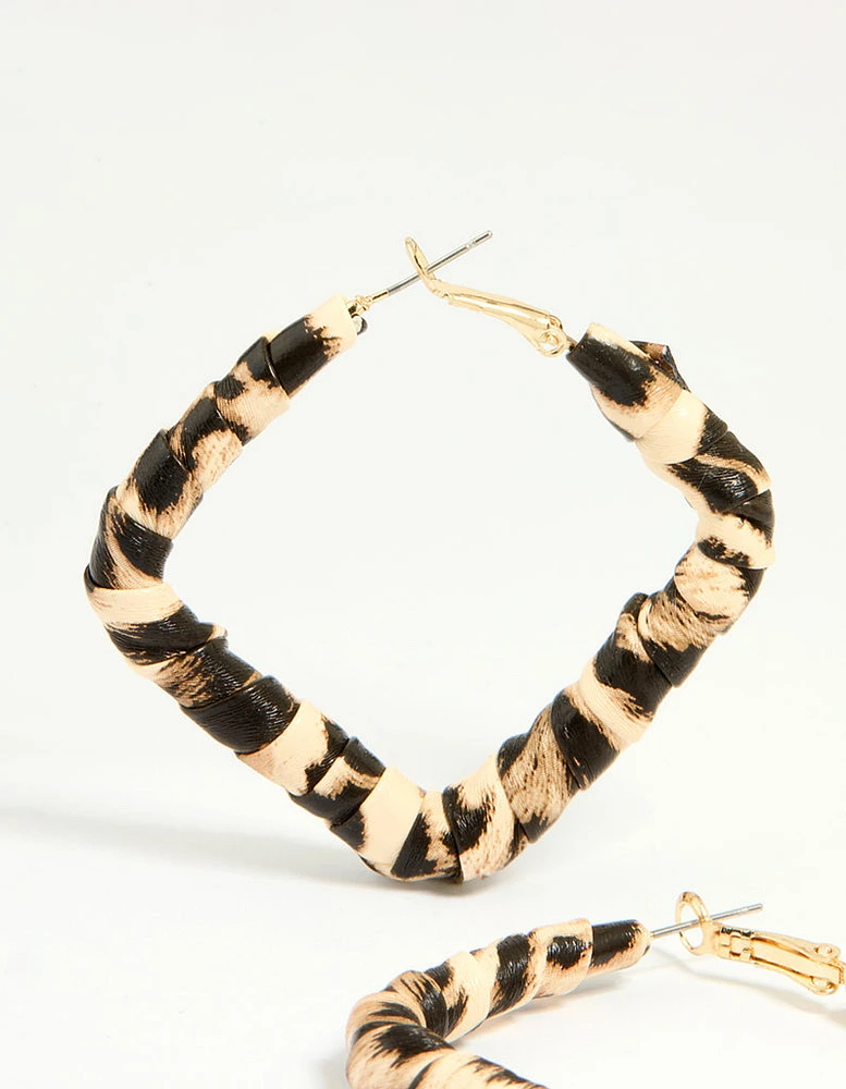 Gold Leopard Print Hoop Earrings